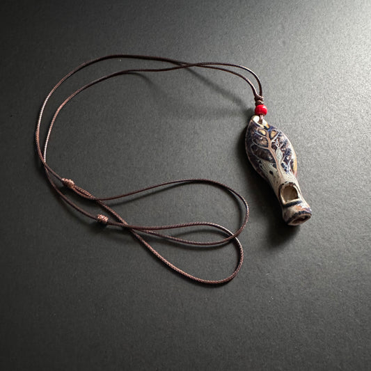 Handmade Ceramic Leaf Whistle Necklace
