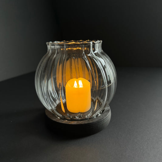 Wood and Glass Candle Lantern
