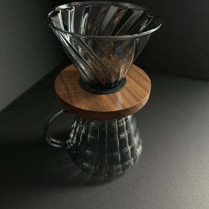 Glass and Wood Ceramic Pour Over Coffee Pot