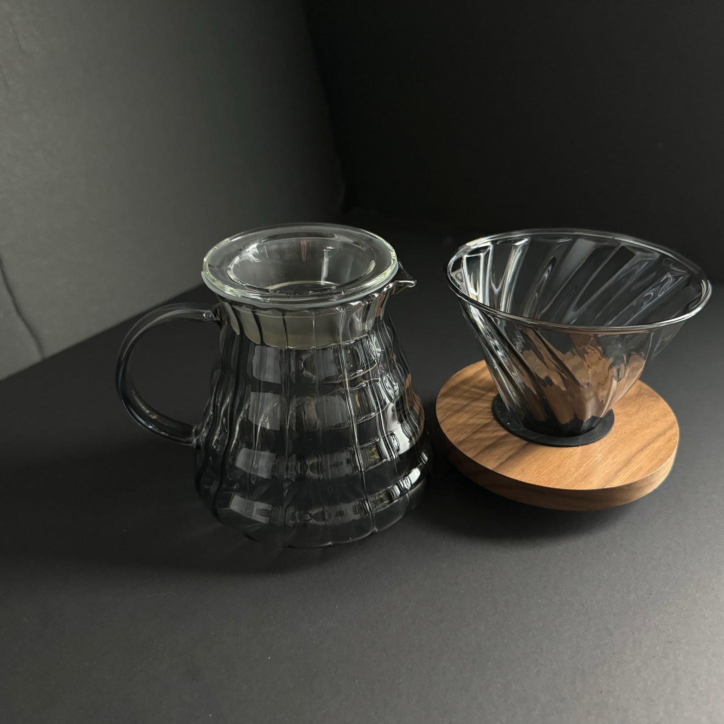 Glass and Wood Ceramic Pour Over Coffee Pot