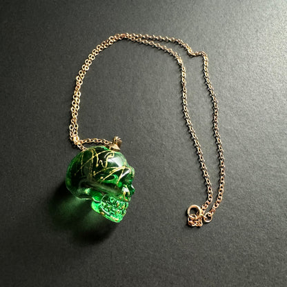 Green Glass Skull Necklace