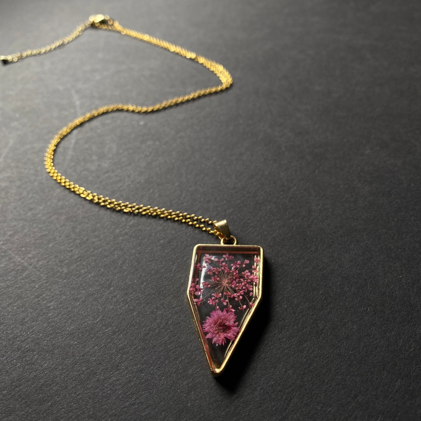 Lopez Pink Resin Flower Necklace