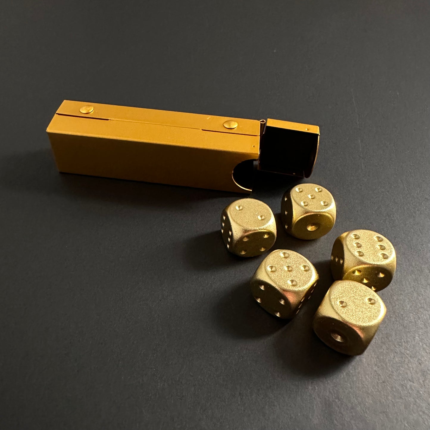 Gold Metal Dice Set with Carrying Case