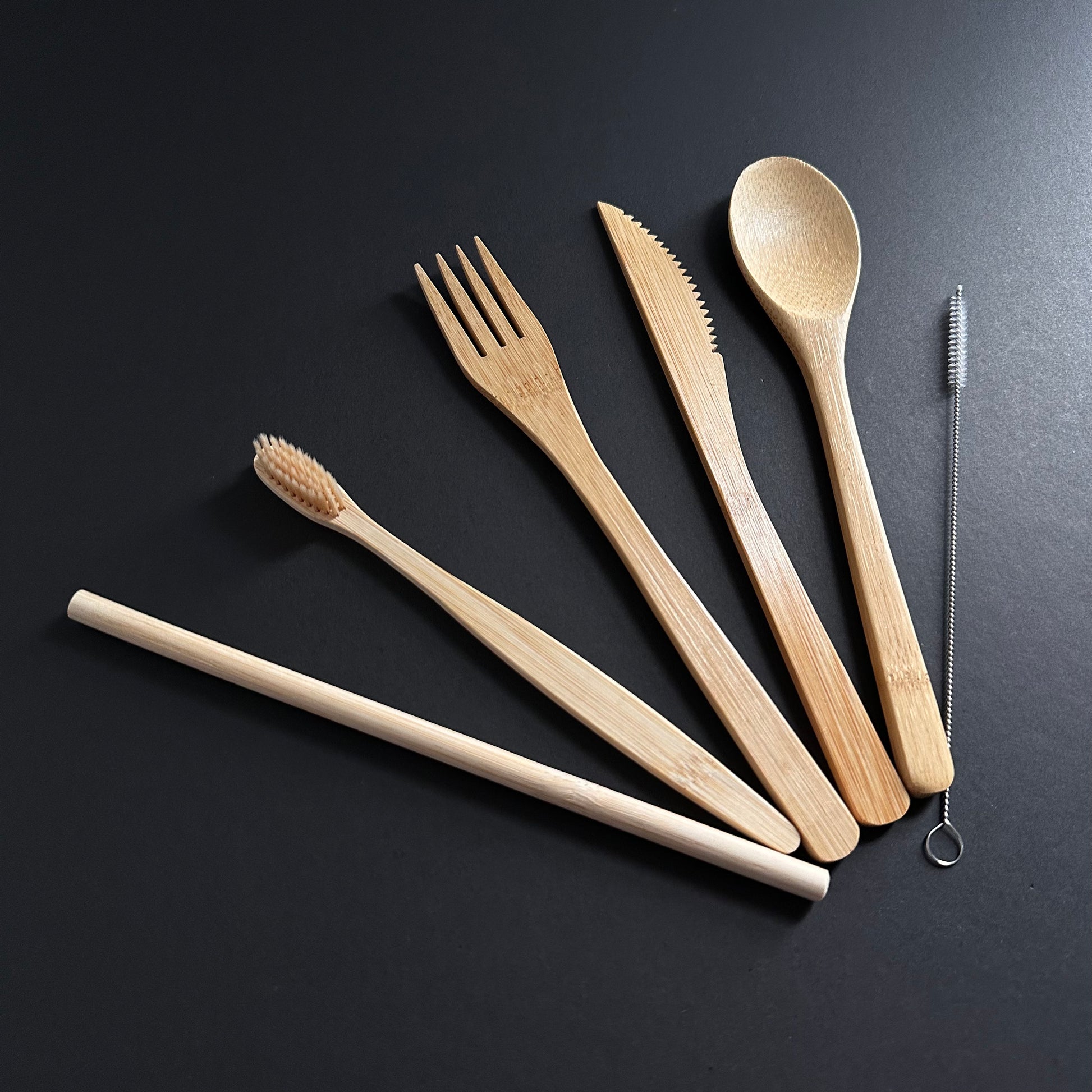 Bamboo Utensils Cutlery Set - 6 Knives, 6 Forks, 6 Spoons