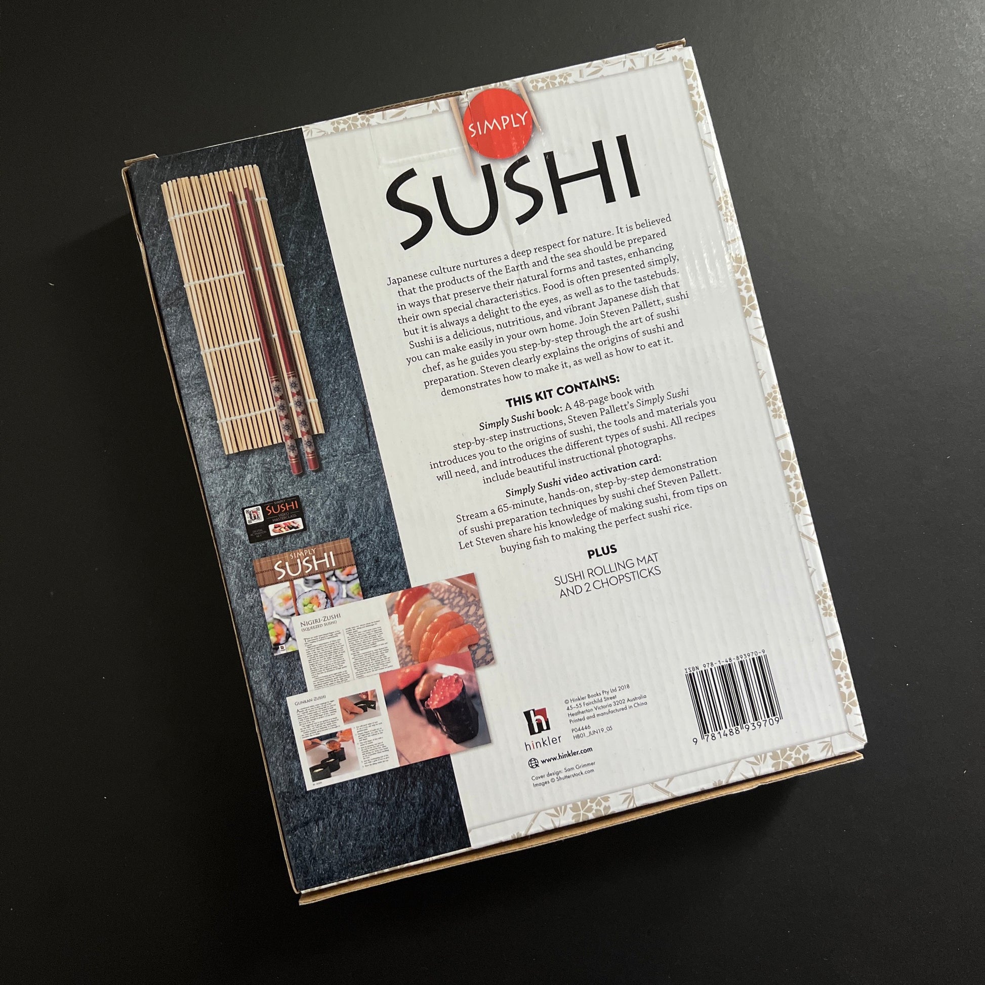 Hinkler: Complete Sushi Kit - Learn to Make Sushi Guide by Chef Steven  Pallett, Japanese Cooking Kit, W/DVD-Rolling Mat-Dipping Bowl-Chopstick Rest